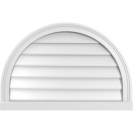 Ekena Millwork Round Top Surface Mount PVC Gable Vent w/ 2"W x 2"P Brickmould Sill Frame, 30"W x 20"H GVPRT30X2003SN